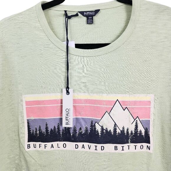 Buffalo David Bitton Mountain Adventure Graphic Tee Women's Crop Top Size M - Picture 2 of 6